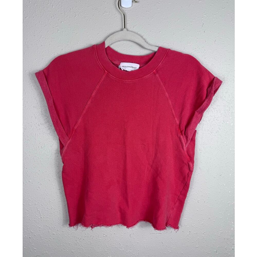 Self Contrast Raw-edge Hem top In Red Womens Size Small